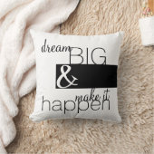 モダン引用文の枕の夢の大きはっきりしたな白黒 クッション (ブランケット)