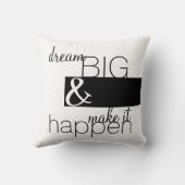 モダン引用文の枕の夢の大きはっきりしたな白黒 クッション (裏面)