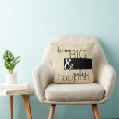 モダン引用文ピロードリーム大文字ブラックオンベージュ色 クッション (椅子)