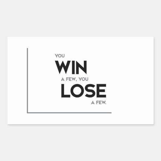 モダン引用文：勝つ、負ける 長方形シール (正面)