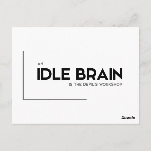 モダン引用文:怠け者の脳、悪魔の工房 ポストカード (裏面)