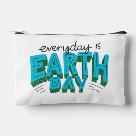 モダン引用文「毎日は地球の日」 アクセサリーポーチ