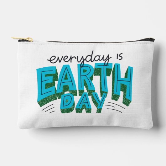モダン引用文「毎日は地球の日」 アクセサリーポーチ (正面)