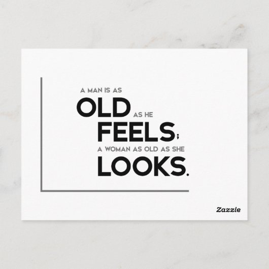 モダン引用文：男感じ歳、女は老けている ポストカード (裏面)