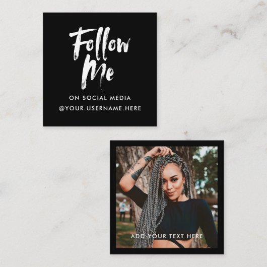 モダン後を追Black Meフォトソーシャルメディアミニマル スクエア名刺 (正面/裏面)
