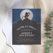 モダン忍者オンルーフトップシルエットバースデーパーティー インビテーションポストカード