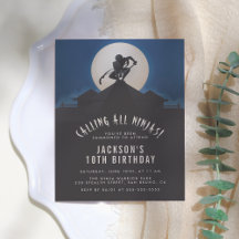 モダン忍者オンルーフトップシルエットバースデーパーティー