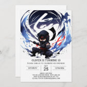 モダン忍者訓練誕生日 招待状 (正面/裏面)