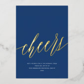 モダン応援の非フォトビジネスブルークリスマス 箔シーズンカード (正面)