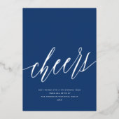 モダン応援の非フォトビジネスブルークリスマス 箔シーズンカード (正面)