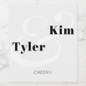 モダン応援タイポグラフィ白黒結婚ズ ワインラベル (シングルラベル)