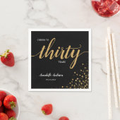 モダン応援ブラック金ゴールド紙吹雪30th Birthday スタンダードカクテルナプキン (インサイチュ)
