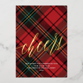 モダン応援レッドタータンチェック非写真事業 箔シーズンカード (正面)