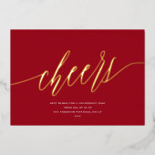 モダン応援非写真事業深い赤金ゴールド 箔シーズンカード (正面)