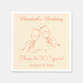 モダン応援30年エレガント誕生日ナプキンス スタンダードカクテルナプキン (正面)