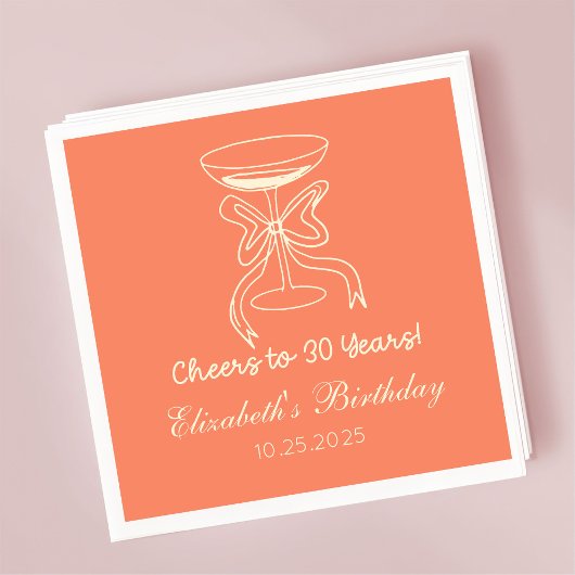 モダン応援30年エレガント誕生日ナプキンス スタンダードカクテルナプキン