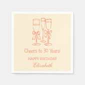 モダン応援30年エレガント誕生日ナプキンス スタンダードカクテルナプキン (正面)