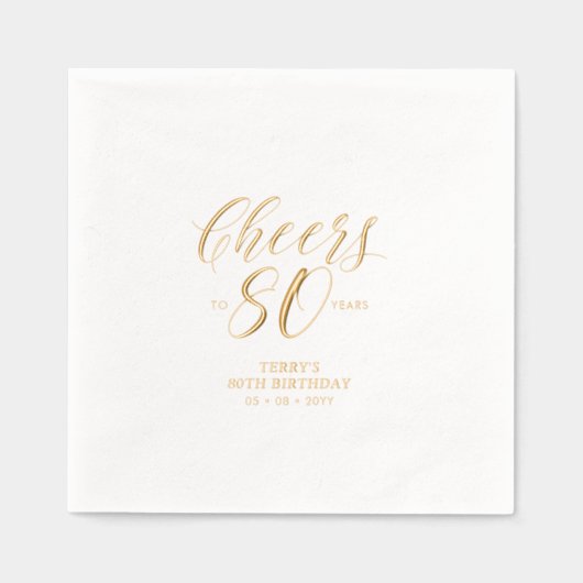 モダン応援80th誕生日パーティー 箔ナプキン (正面)