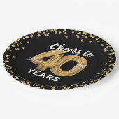 モダン応援～40年誕生日 ペーパープレート (アングル)