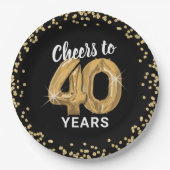 モダン応援～40年誕生日 ペーパープレート (正面)