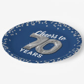 モダン応援～70年誕生日 ペーパープレート (アングル)