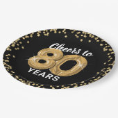 モダン応援~80年誕生日 ペーパープレート (アングル)