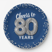 モダン応援～80年誕生日 ペーパープレート (正面)