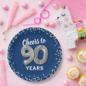 モダン応援~90年誕生日 ペーパープレート (パーティー)