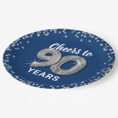 モダン応援~90年誕生日 ペーパープレート (アングル)