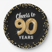 モダン応援～90年誕生日 ペーパープレート (正面)