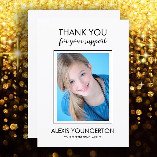モダン恋しく思10代のPageant Thank You Photo White サンキューカード