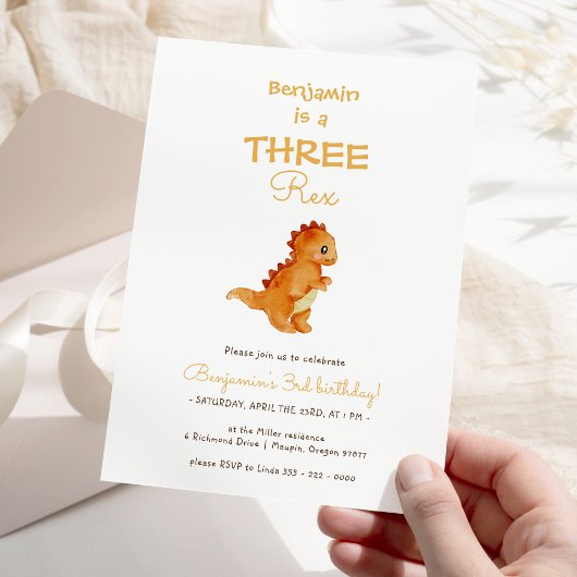 モダン恐竜ミニマル三歳レックス3歳 招待状