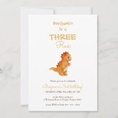 モダン恐竜ミニマル三歳レックス3歳 招待状 (正面)