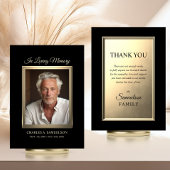 モダン悔やみや弔慰男らし金ゴールドブラック写真 カード