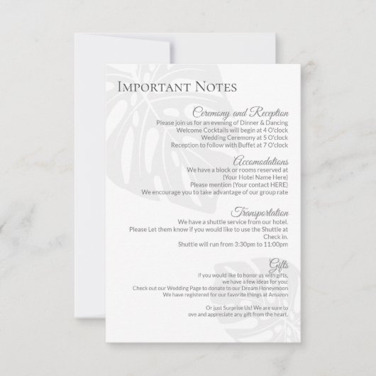 モダン情報結婚シートの挿入 出欠カード (正面)