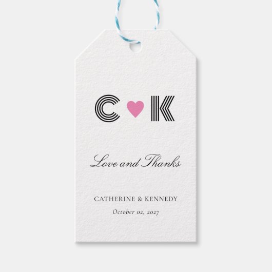 モダン愛と感謝パーソナライズされたの結婚言葉 ギフトタグ (正面)