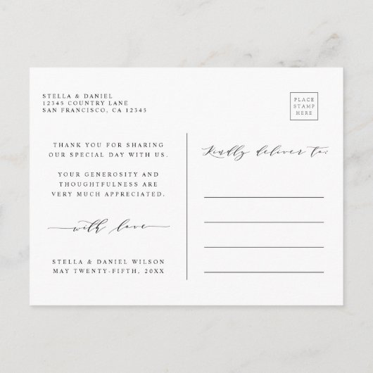 モダン愛感謝してい4結婚写真あり ポストカード (裏面)