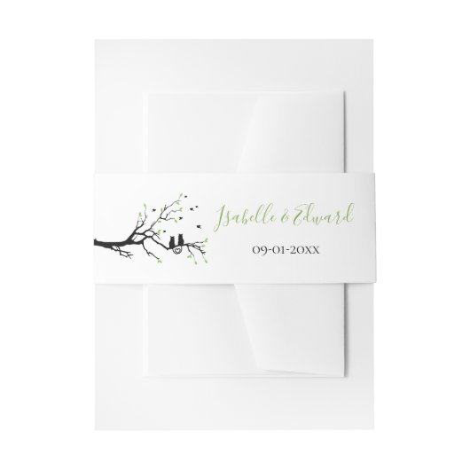 モダン愛猫ブラックシルエットハート結婚 招待状ベリーバンド (正面例)