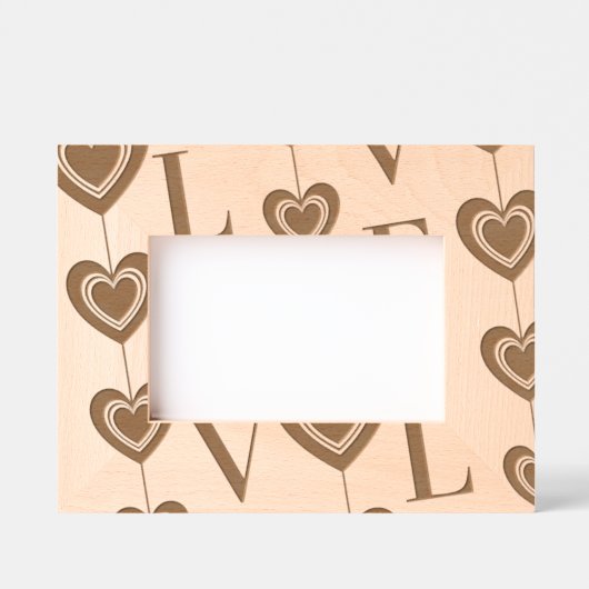 「モダン愛」とハートストリングアート レーザー彫刻フレーム (正面)