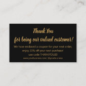 モダン感謝していの金ゴールド・スクリプト エンクロージャーカード (裏面)