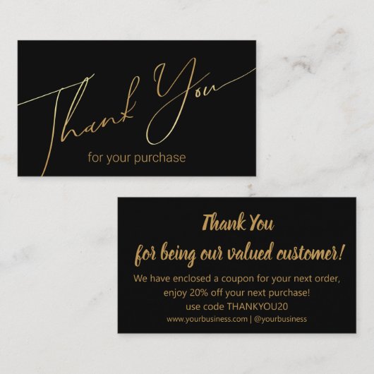 モダン感謝していの金ゴールド・スクリプト エンクロージャーカード (正面/裏面)