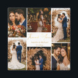 モダン感謝していの6枚の写真がコラージュの結婚金ゴールド マグネット<br><div class="desc">感謝していエレガントの6枚の写真が金ゴールドの磁石を結婚コラージュ</div>