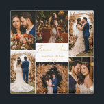 モダン感謝していの6枚の写真がコラージュの結婚金ゴールド マグネット<br><div class="desc">感謝していエレガントの6枚の写真が金ゴールドの磁石を結婚コラージュ</div>