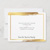 モダン感謝していシックな金ゴールド筆ストローク サンキューカード (裏面)