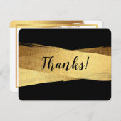 モダン感謝していシックな金ゴールド筆ストローク サンキューカード (正面/裏面)