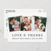 モダン感謝していシンプルラヴ結婚の3枚の写真 ポストカード (正面/裏面)