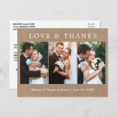 モダン感謝していシンプルラヴ3写真結婚Kraft ポストカード (正面/裏面)