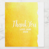 モダン感謝していシンプル黄色の水色 ワインラベル (シングルラベル)