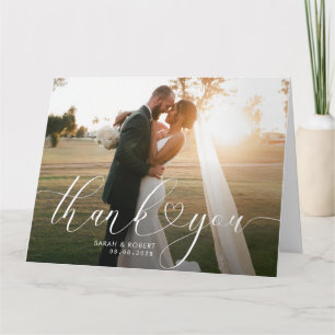 モダン感謝していスタイリッシュ結婚Script You Photo Card カード