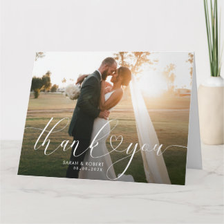 モダン感謝していスタイリッシュ結婚Script You Photo Card カード